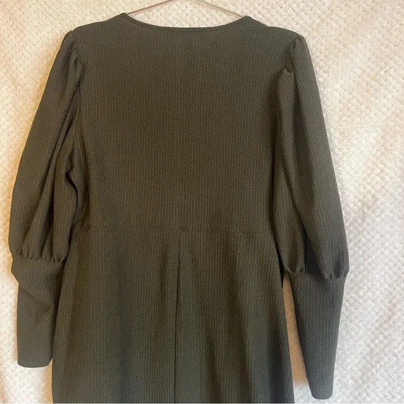 Emma & Michele Shift Dress Dark Green Long Sleeve V-neckline Size Large - Picture 6 of 7